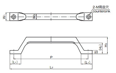 タキゲン A-1080 ステンレス 取手の寸法図