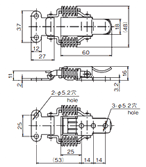 タキゲン C-7 キャッチクリップ (鉄製)の寸法図
