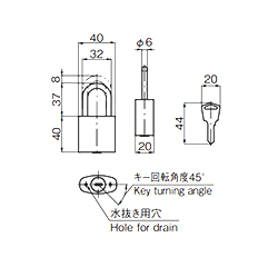 タキゲン C-551 パドロック(黄銅/錠前 南京錠)の寸法図