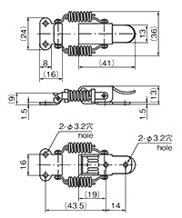 タキゲン C-1007 ステンレス キャッチクリップの寸法図