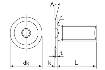 鋼 310スリムヘッド (シックスロブ・6-ロブ)(超極低頭TRX CAP)の寸法図