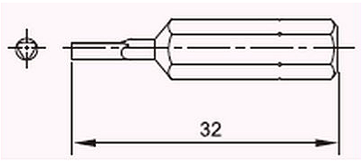 えぼしロックボタンボルト専用ビットの寸法図