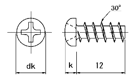 鉄 ノンサート (十字なべ小頭) サンエース専用樹脂ねじ(5本入)(SY-NS01)の寸法図