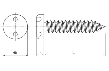 TRF ステンレス ツー・ホール ナベ頭 タッピンねじ(4種AB形)の寸法図