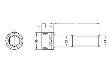 鋼 六角穴付きボルト(キャップスクリュー)(UNCユニファイ並目ねじ)(アンブラコ製)の寸法図