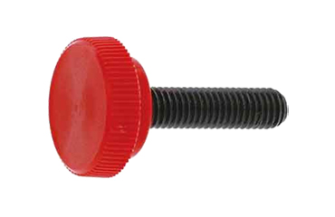 鋼 サムスクリュー(全ねじ)(赤色)(丸型ローレット付き)(M6-φ26)の商品写真
