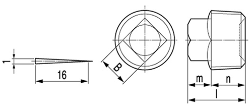 鋼 四角頭付きテーパねじプラグ-SH型(極東製作所製)の寸法図