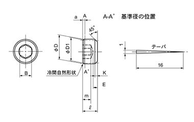 鋼 GOSHOプラグ(GM)沈みタイプ(Rc・Rpねじ用)(互省製)の寸法図