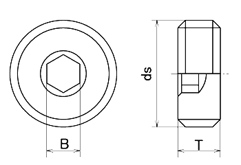 鋼 ロックネジ(3種)(ショートタイプ)(六角穴付き止めねじ)(M12以上細目)の寸法図