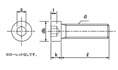 鋼 六角穴付きボルト(キャップスクリュー)(低頭・小頭タイプ)(日産ネジ製)の寸法図