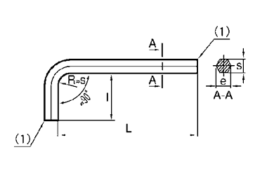 L形六角レンチ(六角棒スパナ)(ALPS製)の寸法図