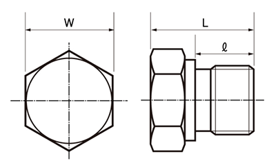 黄銅製(C3604) ねじ込み六角プラグ (G)の寸法図
