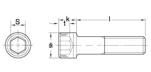 ステンレス 六角穴付きボルト(キャップスクリュー)(ティゲス・輸入品)の寸法図