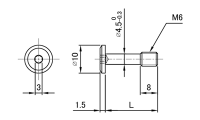 ステンレス 六角穴付きボルト(キャップスクリュー)(極低頭タイプ)(脱落防止・ヌスミ付)の寸法図