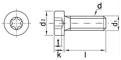 ステンレス TRX ローヘッドキャップボルト (低頭TRX CAP)の寸法図