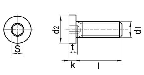 チタン ローヘッドキャップ (極低頭タイプ)(全ねじ)の寸法図