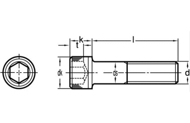 ステンレス SUS316 六角穴付きボルト(キャップスクリュー)(UNCユニファイ並目ねじ)の寸法図