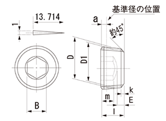 ステンレス SUS316L(A4) GOSHOプラグ(GDL)沈みタイプ(NPTFねじ用)の寸法図