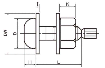 S10T カーテンウオール用トルシア形高力ボルトの寸法図