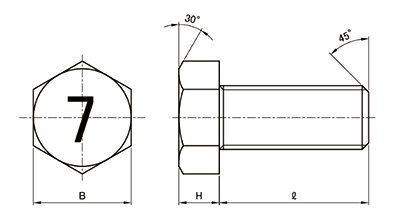 鋼 (7マーク)小形六角ボルト(全ねじ・細目)(M12 p＝1.5)の寸法図