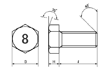 鋼 (8マーク)六角ボルト(全ねじ・細目)(M12 p=1.5)