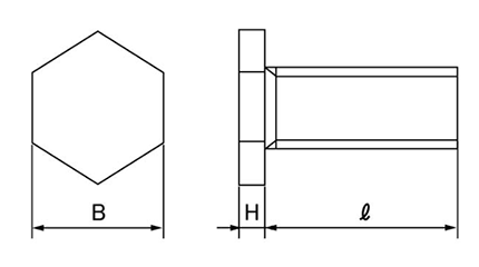 鉄 超低頭 六角ボルト(全ねじ)(インチ・ウイット)の寸法図