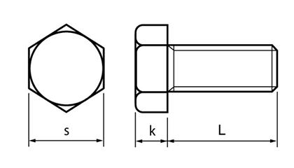 鉄 六角ボルト(全ねじ)(月盛工業製)の寸法図