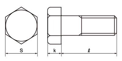 鉄 六角ボルト(半ねじ)(輸入品・三価メッキ)の寸法図