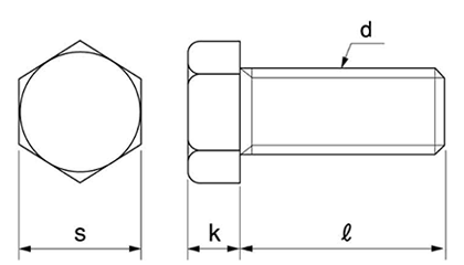 鉄 六角ボルト(全ねじ)(協栄製作所)の寸法図