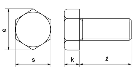 ステンレス 六角ボルト (全ねじ)(その他細目)の寸法図
