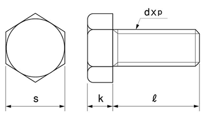 ステンレス 六角ボルト (全ねじ)(その他・細目2)の寸法図