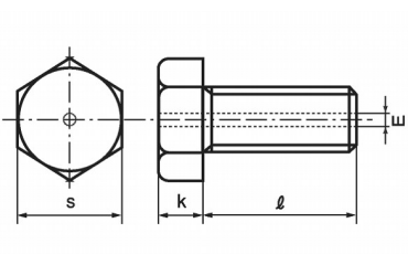 ステンレス エアー抜き 六角ボルト (真空用ボルト 貫通穴付)の寸法図