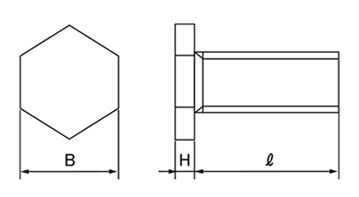 ステンレス 超低頭 六角ボルト(全ねじ)の寸法図