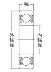 NTN ベアリング6000番台LLU (深溝玉軸受・両側接触ゴムシール形)の寸法図