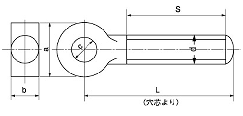 鉄 デンデン(蝶番・ロッド)ボルト(インチ・ウイット)の寸法図