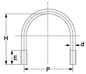 鉄 Uボルト(歩道橋用)の寸法図