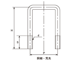 鉄 コの字ボルト(角パイプ用)(ロ75X45)