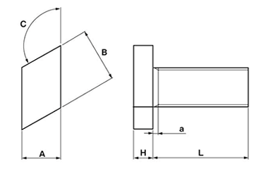 鉄 菱形ボルトの寸法図