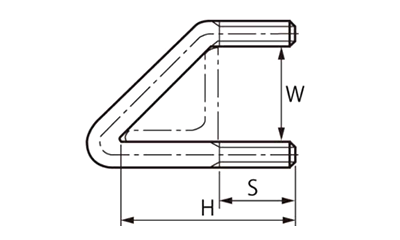 鉄 Vボルト 足長タイプ (三角ボルト/Lアングル用)の寸法図