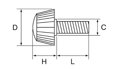 鉄 ポリカーボネート 化粧ネジ No2 (白色) ねじ部鉄の寸法図