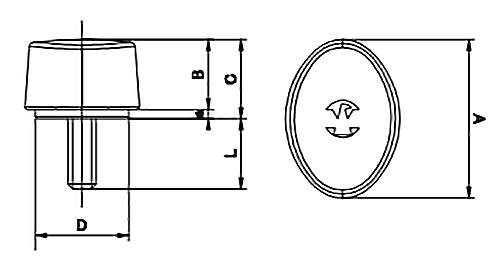 鉄 イーグルスターノブ 小次郎 ESK(黒 ASA樹脂) ねじ部鉄の寸法図
