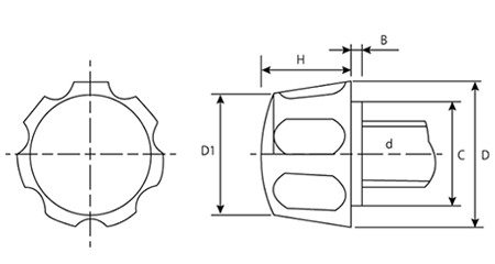 鉄 白 花ボルト(NO.2)ポリアミド樹脂 花弁型 ねじ部鉄の寸法図