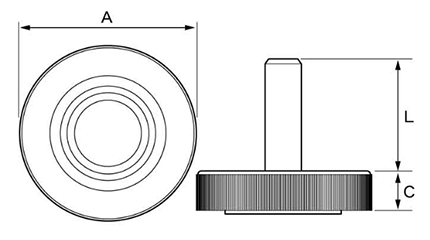 エラストマー樹脂製(TPE) アジャスター(高さ調節用)(M型φ20)(ROHS品)(三星産業貿易)の寸法図