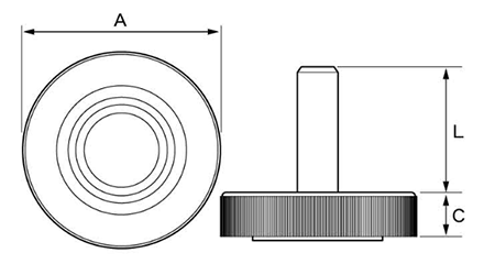 エラストマー樹脂製(TPE) アジャスター(高さ調節用)(M型φ30)(ROHS品)(三星産業貿易)の寸法図