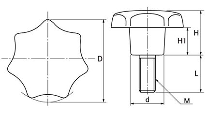 鉄 黒 ソフトグリップボルト ねじ部鉄の寸法図
