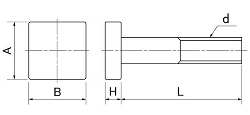 鋼 SCM435 プレスボルト 大角タイプ(熱処理品)(金型用)(インチ・ウイット)の寸法図