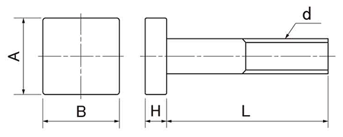 鋼 SCM435 プレスボルト 特大角タイプ(熱処理品)(金型用)(インチ・ウイット)の寸法図