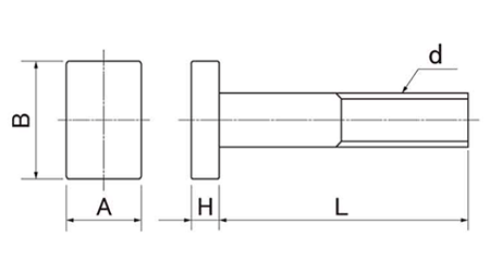 鋼 SCM435 プレスボルト 長方形タイプ(熱処理品)(金型用)(ミリねじ)の寸法図