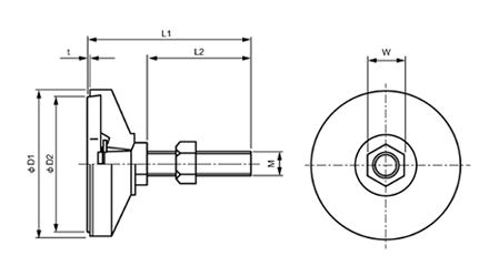 鉄 アジャストボルト 傾斜タイプ(最大15度) (重荷重用/ゴム座付き)の寸法図