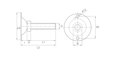 鉄 アジャスト調整レベルボルト(M24径大)の寸法図